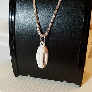 White Phone Silver Tone 16" Necklace